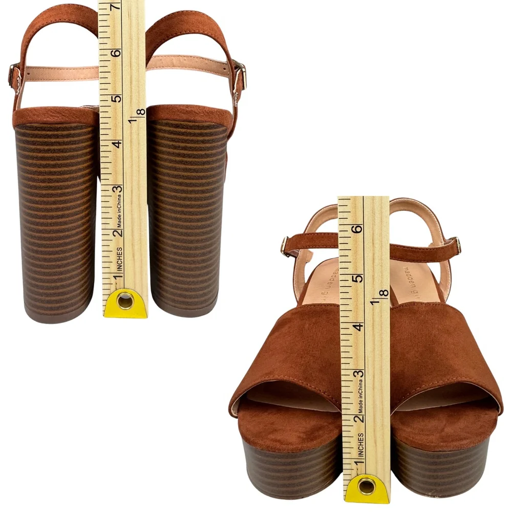 Madden Girl Womens Sandals Block Heels Sz 7.5M Garden-S Chestnut Strappy Western